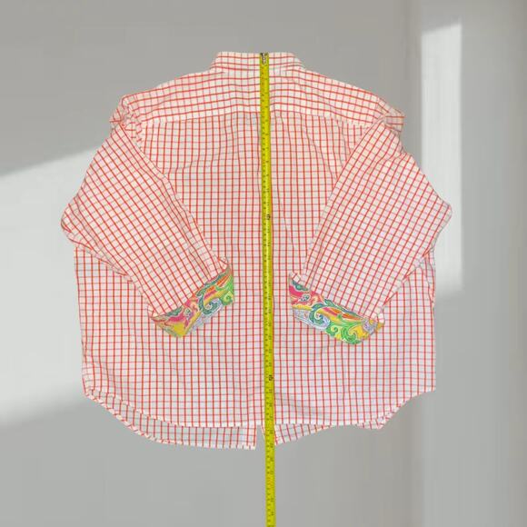 Ralph Lauren Shirt – Orange Check Button-Down with Paisley Trim (Size 2X) - Picture 5 of 6